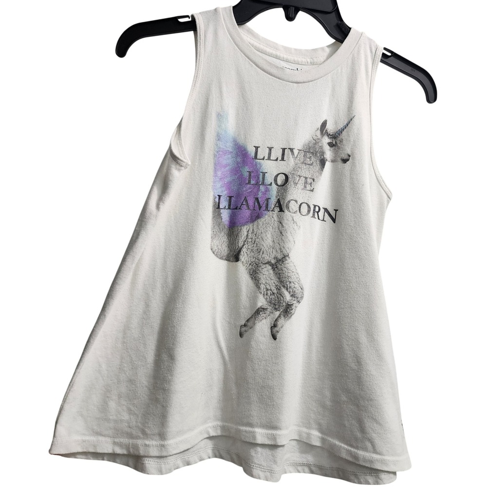Abercrombie Kids White Llamacorn Graphic Tank Top Shirt Size 11 12